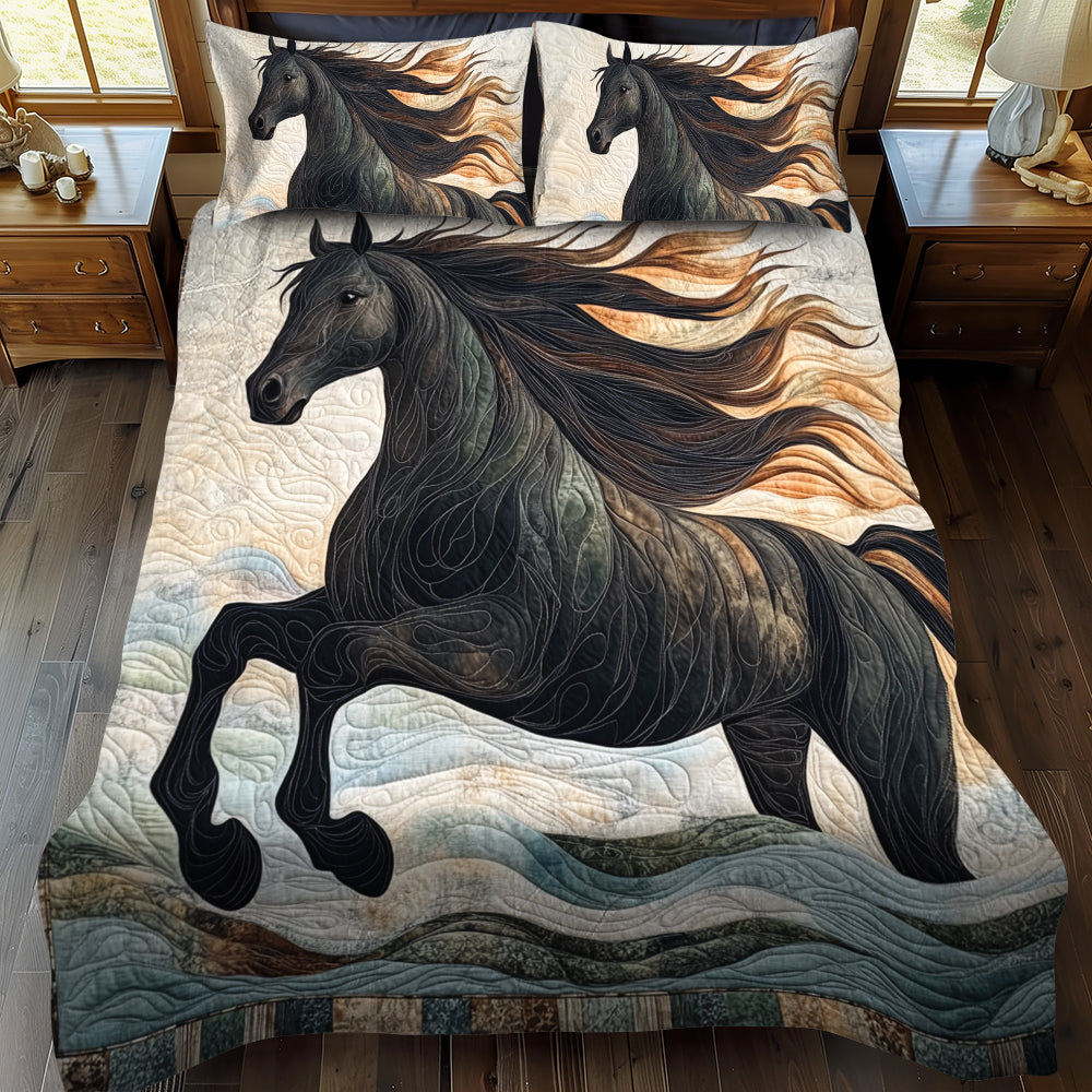Artistic Mystical Steeds 3-Piece Quilted Bedding Set NCU0PD572