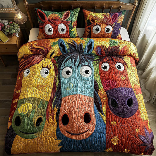 Horse 3-Piece Quilted Bedding Set NCU0VT241